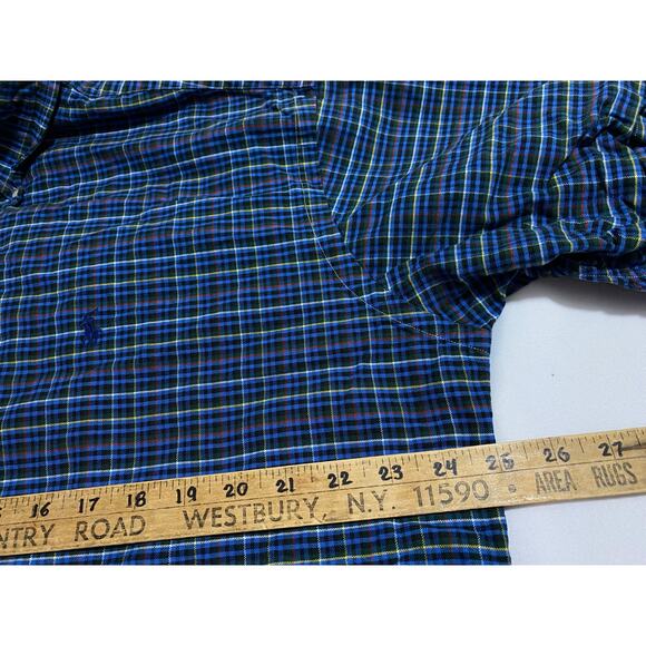 Ralph Lauren Blake Shirt Large Blue Green Plaid Cotton Button-Up Classic Fit - Picture 6 of 7